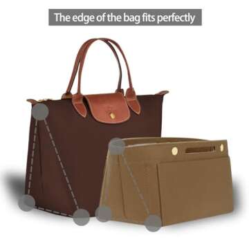 ETTP Purse Organizer Insert for Tote, Handbag Organizer for Le Pliage Bags