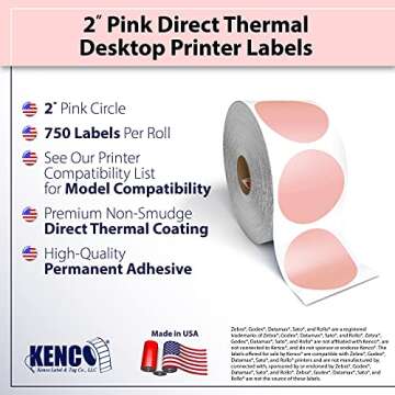 2” Circle Direct Thermal Perforated Stickers Labels for Barcodes, Address, Small Business Labeling...
