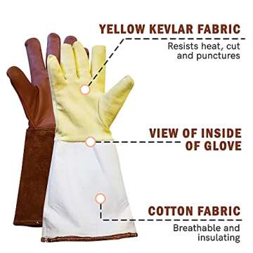 KBar7 Welding Gloves - Heat Resistant Leather for Forging & Welding