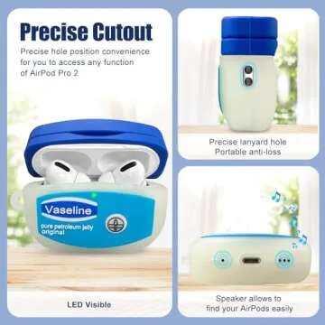 Case for AirPods Pro 2nd Generation Case Cover with Cleaner Kit,Cute Cartoon Kawaii Funny AirPods Pro 2 Case 2022 Silicone Protective Cover for Apple Airpods Pro 2 with Keychain for Women Boys-Vaselin