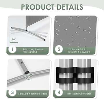 RANTILA 4 Panel Room Divider, 6 Ft Tall Folding Privacy Screen Room Dividers, Freestanding Room Partition Wall Dividers, 136''W x 20''D x 71''H, Grey