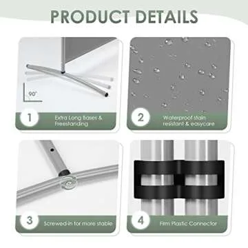 RANTILA 4 Panel Room Divider, 6 Ft Tall Folding Privacy Screen Room Dividers, Freestanding Room Partition Wall Dividers, 136''W x 20''D x 71''H, Grey