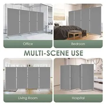 RANTILA 4 Panel Room Divider, 6 Ft Tall Folding Privacy Screen Room Dividers, Freestanding Room Partition Wall Dividers, 136''W x 20''D x 71''H, Grey