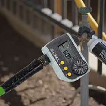 LINEX Garden Soaker hose More Water leakage Heavy Duty Metal Hose Connector Ends 1/2 inch x 50 ft and Water Sprinkler Timer for Garden Hose Outdoor Lawn Yard Watering System Drip Irrigation with Autom