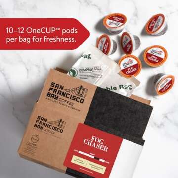 San Francisco Bay Compostable Coffee Pods - Fog Chaser (36 Ct) K Cup Compatible including Keurig 2.0, Medium Dark Roast