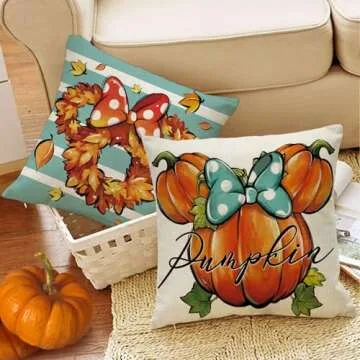 Fjfz Decorative Pillow Covers 18x18 Set of 4 for Fall