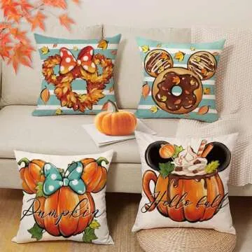 Fjfz Decorative Pillow Covers 18x18 Set of 4 for Fall