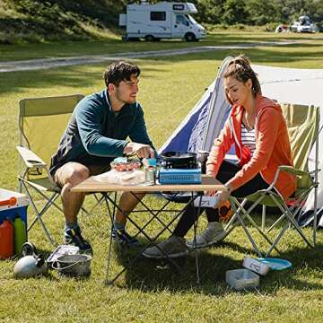 DeTemro Camping Side Table, Portable Folding Table w/Carry Bag, Lightweight Aluminum Beach Foldable ...