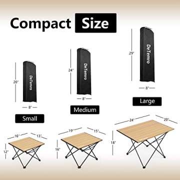DeTemro Camping Side Table, Portable Folding Table w/Carry Bag, Lightweight Aluminum Beach Foldable Small Camp for Outdoor, Picnic, Travel, 66lbs Capacity (Burlywood, Small)