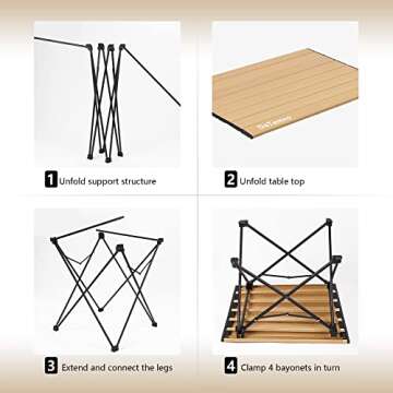 DeTemro Camping Side Table, Portable Folding Table w/Carry Bag, Lightweight Aluminum Beach Foldable Small Camp for Outdoor, Picnic, Travel, 66lbs Capacity (Burlywood, Small)