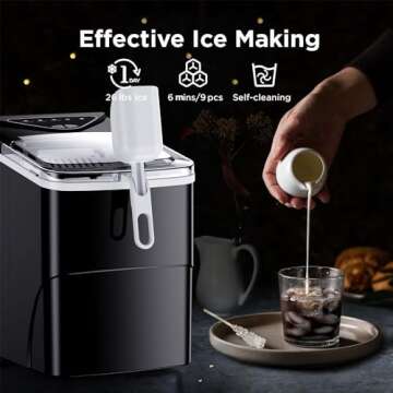 Silonn Countertop Ice Maker, 9 Ice Cubes in 6 Mins, 26 Lbs in 24 Hrs, Compact Ice Machine with Ice B...