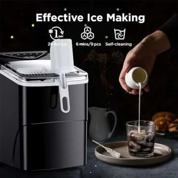 Silonn Countertop Ice Maker, 9 Ice Cubes in 6 Mins, 26 Lbs in 24 Hrs, Compact Ice Machine with Ice B...