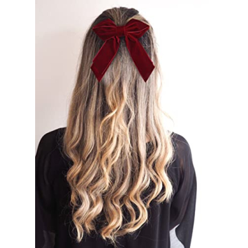 DEEKA 4 PCS 6" Large Velvet Bows Hair Clips Barrettes Hair Accessories for Women and Girls
