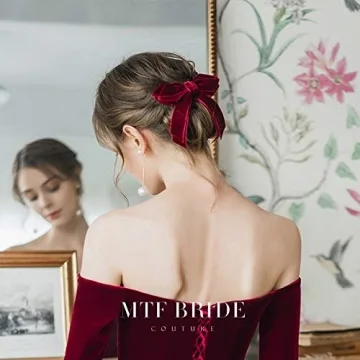 DEEKA 4 PCS 6" Large Velvet Bows Hair Clips Barrettes Hair Accessories for Women and Girls