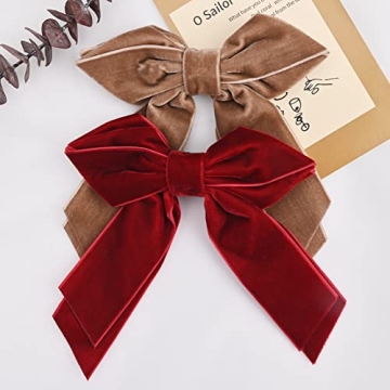 DEEKA 4 PCS 6" Large Velvet Bows Hair Clips Barrettes Hair Accessories for Women and Girls