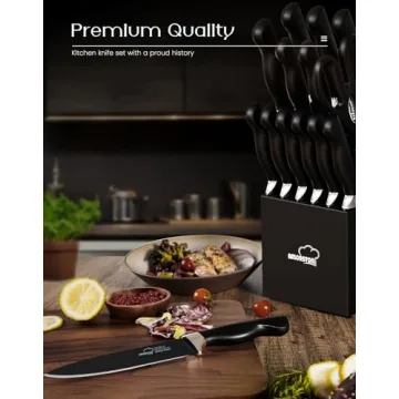 Amorston 15-Piece Knife Set for Kitchen with Block