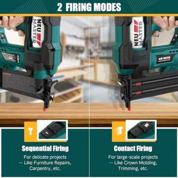 NEU MASTER 18GA Cordless Brad Nailer for DIY Projects