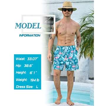 KBVOT Mens Swim Trunks with Compression Liner 7 inch Inseam 2 Pack Quick Dry Beach Shorts Bathing Su...