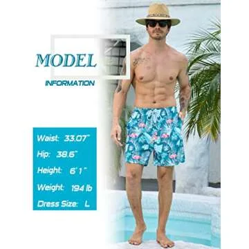 KBVOT Mens Swim Trunks with Compression Liner 7 inch Inseam 2 Pack Quick Dry Beach Shorts Bathing Su...