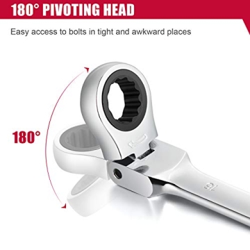 Eastvolt 12-Piece Flex-Head Wrench Set for Mechanics and DIYers