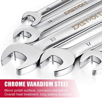 Eastvolt 12-Piece Flex-Head Wrench Set for Mechanics and DIYers