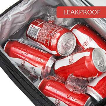 Extra Large Lunch Bag - 13L/ 22 Can, Insulated & Leakproof Adult Reusable Meal Prep Bento Box Cooler Tote for Men & Women with Dual Compartment, Black