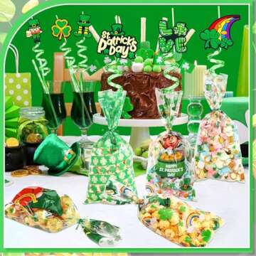 32 Pcs St Patrick's Day Party Favors Crazy Reusable Drinking Straws for St Patricks Day Accessories Supplies Decorations