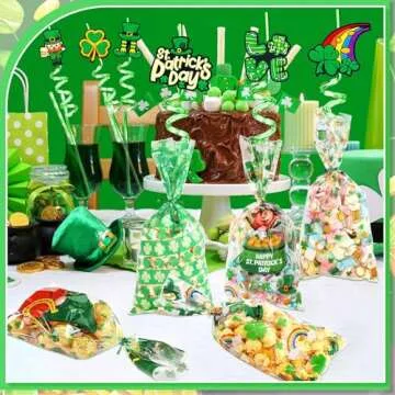 32 Pcs St Patrick's Day Party Favors Crazy Reusable Drinking Straws for St Patricks Day Accessories Supplies Decorations