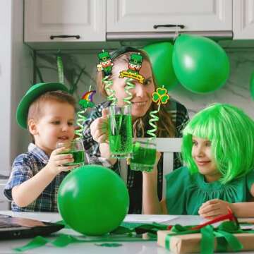 32 Pcs St Patrick's Day Party Favors Crazy Reusable Drinking Straws for St Patricks Day Accessories Supplies Decorations