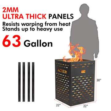 Yamadao 30 Inch 63 Gallon Ultra Thick Burn Barrel Burn Drum for Yard Waste Incinerator Barrel Burn C...