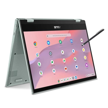 ASUS Flip CM14 Slim 2-in-1 Chromebook in Gray Green 8-core up to 2.05GHz 14in FHD Touchscreen 4GB DD...