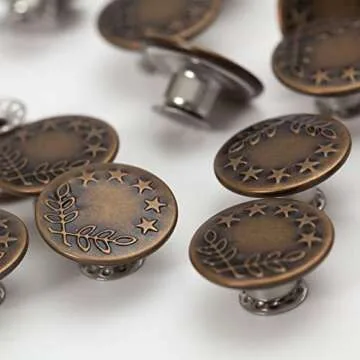 20 Sets 17mm Replacement Jeans Buttons Pants Metal Button Snap Denim Buttons Replacement Kit Suspender No Sew Buttons with Rivets