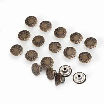 20 Sets 17mm Replacement Jeans Buttons Pants Metal Button Snap Denim Buttons Replacement Kit Suspender No Sew Buttons with Rivets