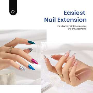 Beetles Gel Nail Kit Easy Nail Extension Set 500Pcs Beetles Gel X Pre shaped Medium Almond Nail Tips with 5 in 1 Mutipurpose Glue Gel Base Uv Led Nail Lamp for Nail Art Diy Home Gifts for Girls