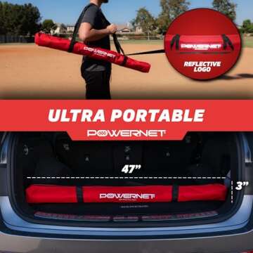 PowerNet Baseball & Softball Ball Caddy, Portable Batting Practice Caddy Holds up to 60 Baseballs, Softballs, or Weighted Balls for Training and Drills (Red)