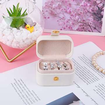 iSuperb Mini Daily Use Ring Box Small Travel Jewelry Box PU Leather jewlerrying Display Holder Porta...