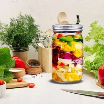 Glassmagic Mason Jars 12 Pack, 32 oz Wide Mouth Jars