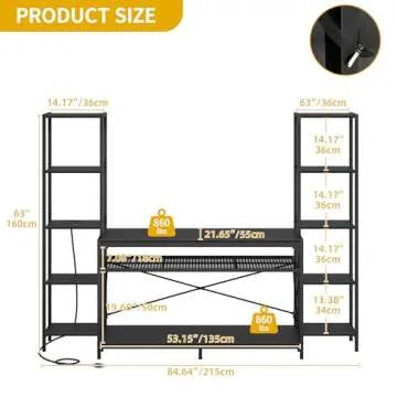 DWVO 55-75 Gallon Aquarium Stand with Power Outlets & LED Light, Display Stand for Turtle Tank, Reptile Terrarium, Heavy Duty Metal Fish Tank Stand Suitable for Living Room, Entryway, 860LBS Capacity