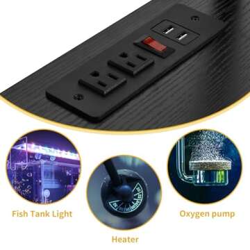 DWVO 55-75 Gallon Aquarium Stand with Power Outlets & LED Light, Display Stand for Turtle Tank, Reptile Terrarium, Heavy Duty Metal Fish Tank Stand Suitable for Living Room, Entryway, 860LBS Capacity