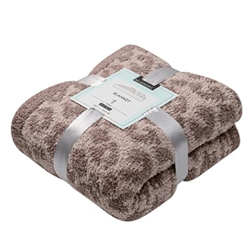 Bearberry Fuzzy Leopard Knitted Throw Blanket - Soft, Cozy Microfiber Comfort