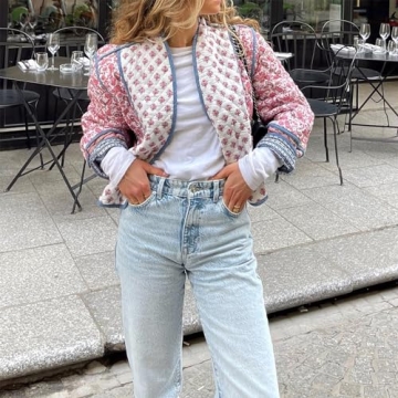 Duyang Women's Stylish Reversible Cropped Puffer Jacket