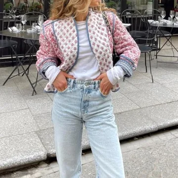 Duyang Women's Stylish Reversible Cropped Puffer Jacket