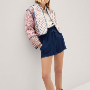 Duyang Women's Stylish Reversible Cropped Puffer Jacket