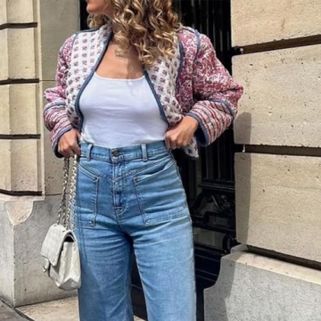 Duyang Women's Stylish Reversible Cropped Puffer Jacket