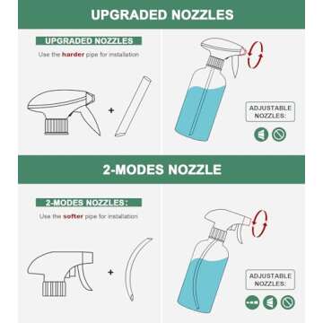 GMISUN Glass Spray Bottles for Cleaning, Spray Bottles for Cleaning Solutions 16oz, Reusable Spray Bottle for Plants, 4Pack Clear Cleaning Spray Bottle - 4 No Leak Nozzles, Silicone Sleeve, Labels