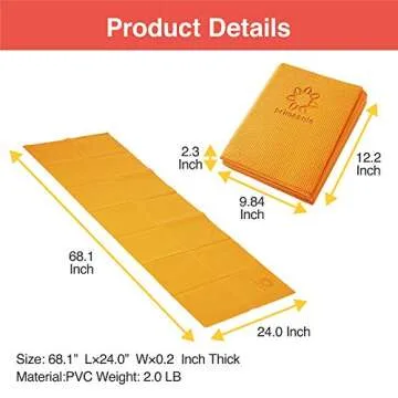Primasole Folding Travel Yoga Mat Foldable light weight Easy to carry to Workout Fitness Class Beach Park Travel Picnics 4mm thick Coral Red Orenge Color PSS91NH026A
