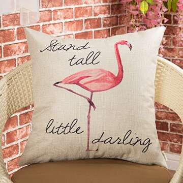 Fjfz Flamingo Motivational Pillow Cover for Home Decor