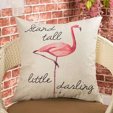 Fjfz Flamingo Motivational Pillow Cover for Home Decor