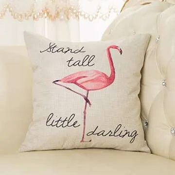 Fjfz Flamingo Motivational Pillow Cover for Home Decor