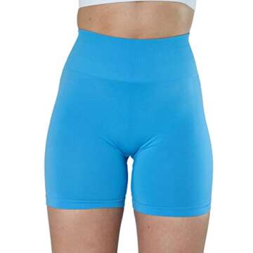 AUROLA Intensify Workout Shorts for Women Seamless Scrunch Short Gym Yoga Running Sport Active Exercise Fitness Shorts(M,Azure Blue)